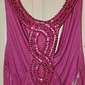 NWT Studio Y Pink Racerback tank with beaded back - Large